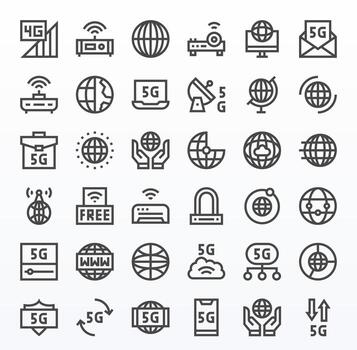 36 Bold Line Pixel Optimized Icons tailored for Internet Access 128x128 interface vector