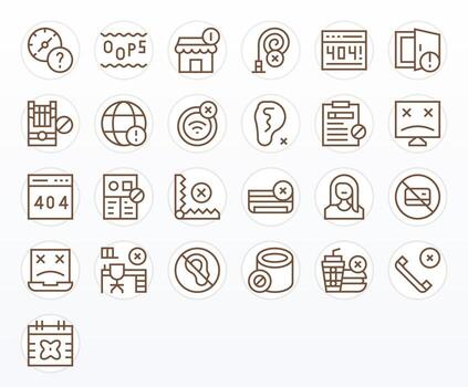 25 Pixel Optimized Regular Line Icons designed for Unavailable Interface vector