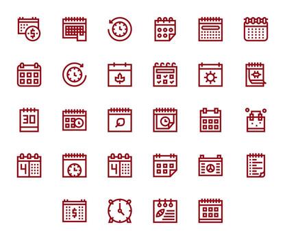Yearly Graphics Pack including 28 Bold Line 256x256 Pixel Optimized Icons vector