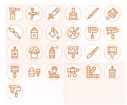 Paint Icon Set with 25 Regular Line 128x128 Detail Enhanced Graphics vector
