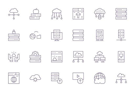 Hosting Exclusive Set featuring 24 Thin Line Pixel Optimized High Resolution Icons vector