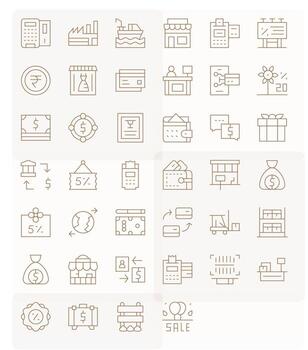 Commerce Icon Toolkit featuring 40 Pixel Aligned 256x256 Thin Line elements vector