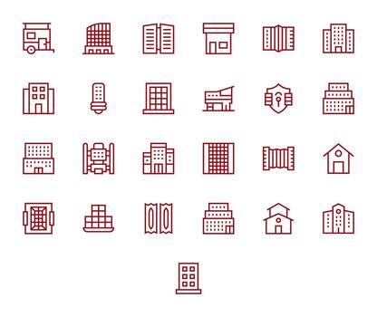 25 Regular Line Icons designed for Windows in 64x64 Grid Fitted format vector