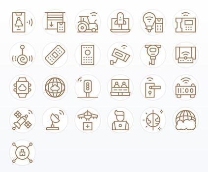 25 128x128 Regular Line Icons optimized for Remote Grid Fitted display vector