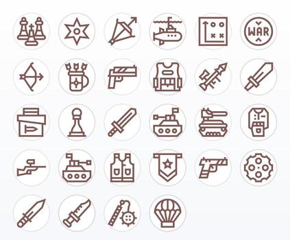 táctico icono conjunto con 28 negrita línea alto resolución editable gráficos vector