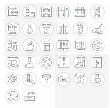 32 256x256 Delgado línea píxel alineado íconos para laboratorio proyectos vector