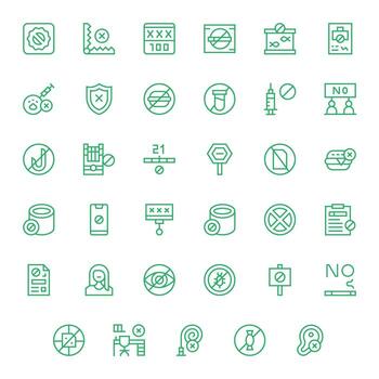 35 256x256 PIXEL Perfect Icons for Not Allowed in Regular Line Theme vector