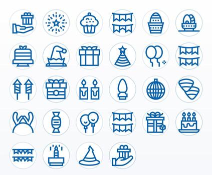 28 High Resolution Bold Line Icons for Festive with PIXEL Perfect precision vector