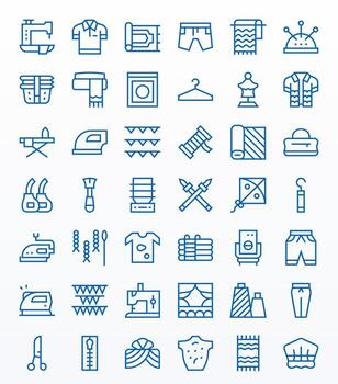 Fabric Visual Pack containing 42 Regular Line Editable Icons vector