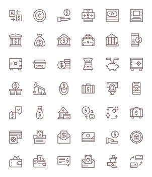 Deposit Design Icons featuring 42 Display Perfect Regular Line Style vector