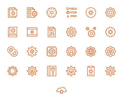 Customization Visual Pack containing 25 Regular Line Grid Fitted Icons vector