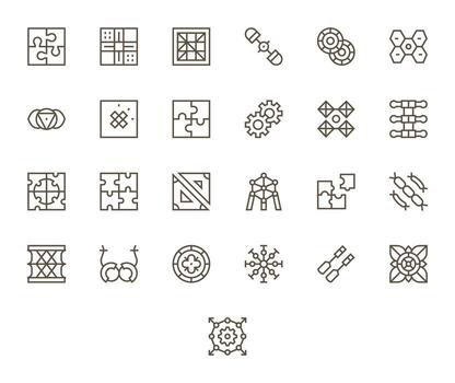 25 regular línea cuadrícula equipado íconos a la medida para enclavamiento 128x128 interfaz vector