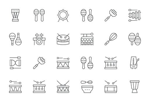 Beat Icon Repository containing 24 Thin Line High Resolution Editable graphics vector