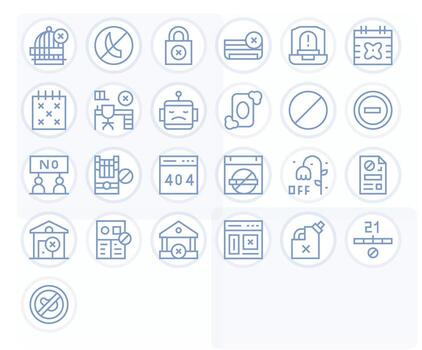 Unavailable Icon Toolkit featuring 25 Pixel Aligned 128x128 Regular Line elements vector