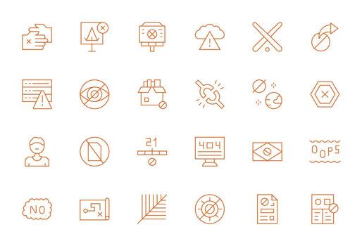 Unavailable Icon Toolkit featuring 24 Pixel Optimized 128x128 Thin Line elements vector