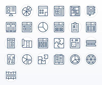 25 Retina Ready Regular Line Icons optimized for Sections Display Perfect display vector