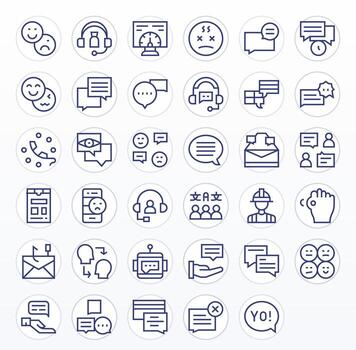 Response 128x128 Icon Pack with 35 Regular Line Display Perfect Elements vector