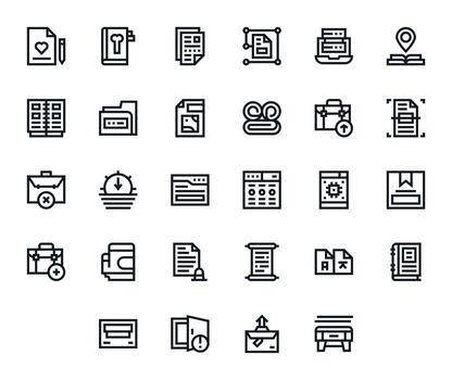 archivo icono conjunto con 28 negrita línea 128x128 píxel optimizado gráficos vector