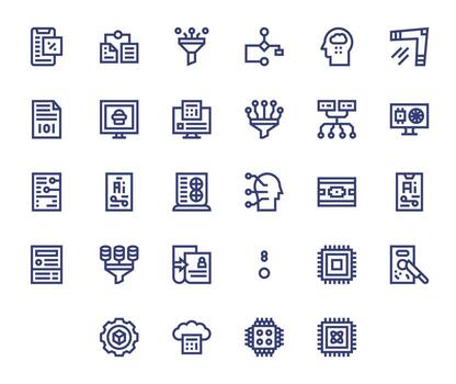 28 negrita línea cuadrícula equipado diseños para datos Procesando 128x128 íconos vector