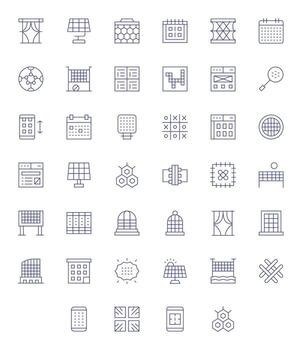 Grid Modern Collection with 40 Thin Line Retina Ready Pixel Aligned Icons vector