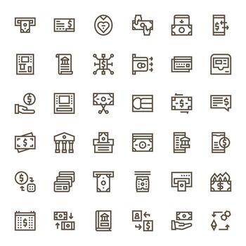 36 Bold Line Icons designed for Withdrawal in 128x128 Pixel Aligned format vector