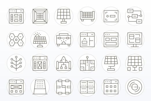 24 64 x 64 íconos para módulo en píxel alineado Delgado línea formato vector