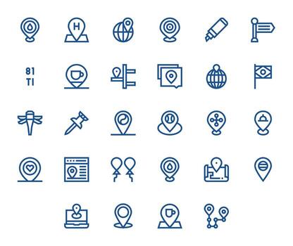 28 128x128 negrita línea íconos para marcador con píxel optimizado precisión vector