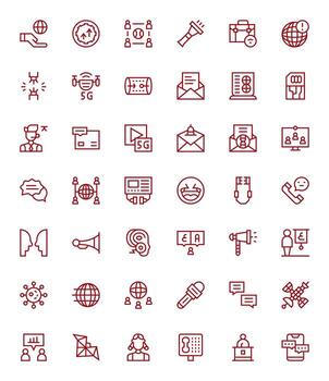Communication Ultimate Package with 42 Retina Ready Regular Line Pixel Optimized Icons vector