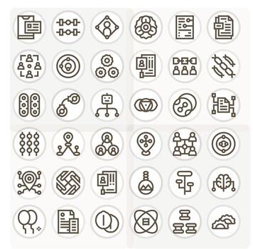 Linked Icon Library with 36 Bold Line 128x128 Grid Fitted Designs vector