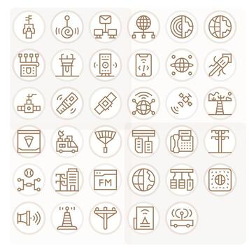Transmission Design Icons featuring 35 Pixel Optimized Regular Line Style vector