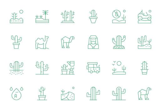 Desert Icon Arsenal with 24 High Resolution Thin Line Pixel Optimized designs vector