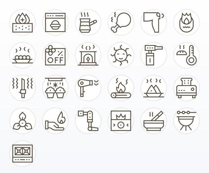 25 Icons for Heat optimized in Grid Fitted 128x128 Regular Line resolution vector