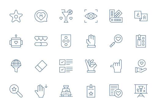 Selection Design Icons featuring 24 Grid Fitted Thin Line Style vector