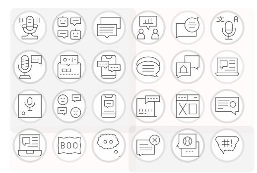 24 Icons for Dialog featuring 256x256 Pixel Aligned Thin Line Graphics vector