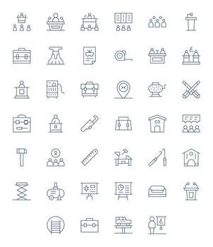 Workshop Icon Library with 40 Thin Line Retina Ready Pixel Aligned Designs vector