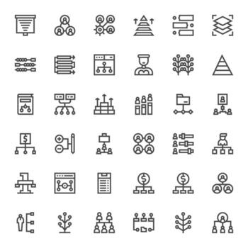 36 Bold Line Icons for Hierarchy in crisp 64x64 Editable resolution vector