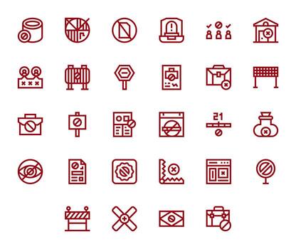 28 negrita línea íconos diseñado para No acceso en retina Listo píxel Perfecto formato vector