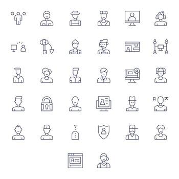 32 íconos para iniciar sesión optimizado en píxel Perfecto alto resolución Delgado línea resolución vector