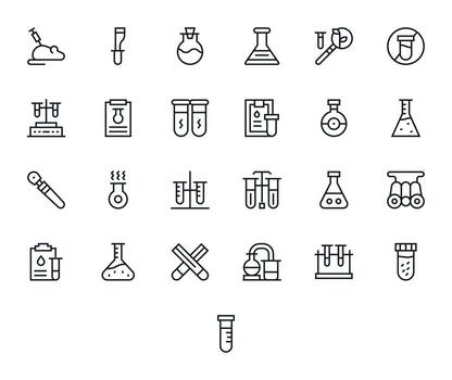 25 Regular Line Icons for Experimentation in crisp 128x128 Grid Fitted resolution vector