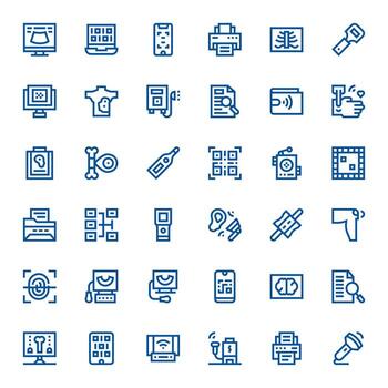 36 High Resolution Bold Line Pixel Optimized Icons for Scan Projects vector