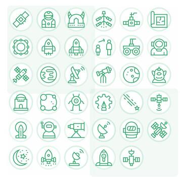 35 Regular Line Icons designed for Space in 128x128 Display Perfect format vector