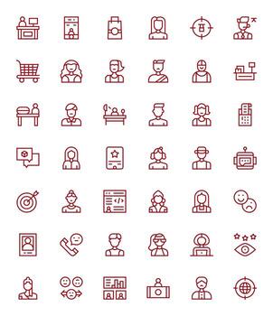 Customer Icon Toolkit featuring 42 Pixel Aligned 64x64 Regular Line elements vector