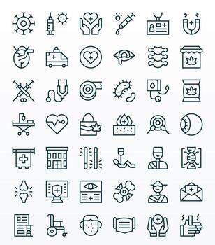 42 regular línea píxel optimizado íconos a la medida para médico retina Listo interfaz vector