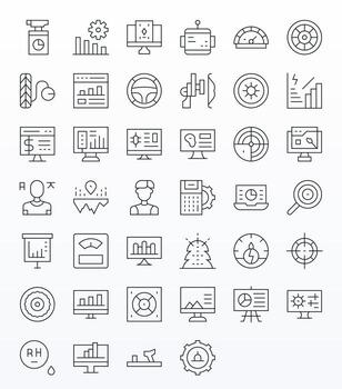 tablero visual paquete conteniendo 40 Delgado línea cuadrícula equipado íconos vector