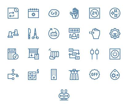 Operation Icon Repository containing 25 Regular Line 128x128 PIXEL Perfect graphics vector