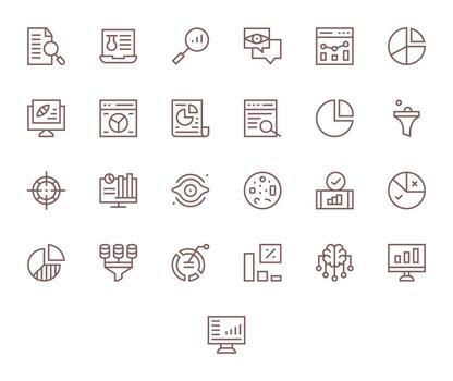 25 Retina Ready Regular Line Display Perfect Icons for Data Analysis Projects vector