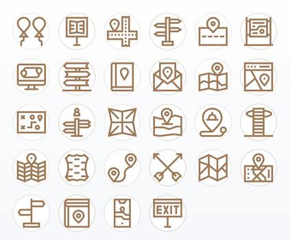 28 Bold Line Pixel Optimized High Resolution Icons from Directions Suite vector