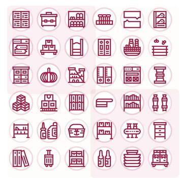 36 Icons for Containers featuring High Resolution Pixel Aligned Bold Line Graphics vector