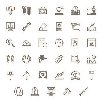 reparar presentando 35 256x256 íconos en regular línea diseño vector