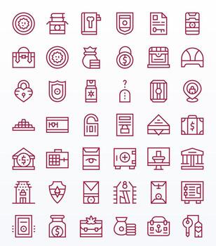 Vault Exclusive Set featuring 42 Regular Line Display Perfect 128x128 Icons vector